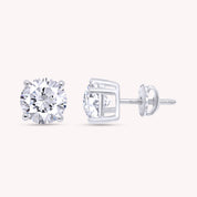 IGI CERTIFIED 1 to 10 Carat LAB GROWN Solitaire Diamond Stud Earrings Round Cut 4 Prong Screw Back in 14k Solid Gold (F-G Color, VS1-VS2 Eye Clean Clarity)