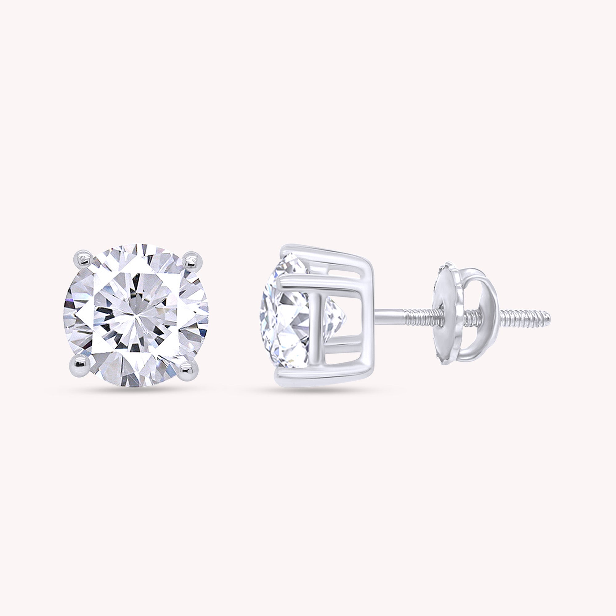 IGI CERTIFIED 1 to 10 Carat LAB GROWN Solitaire Diamond Stud Earrings Round Cut 4 Prong Screw Back in 14k Solid Gold (F-G Color, VS1-VS2 Eye Clean Clarity)