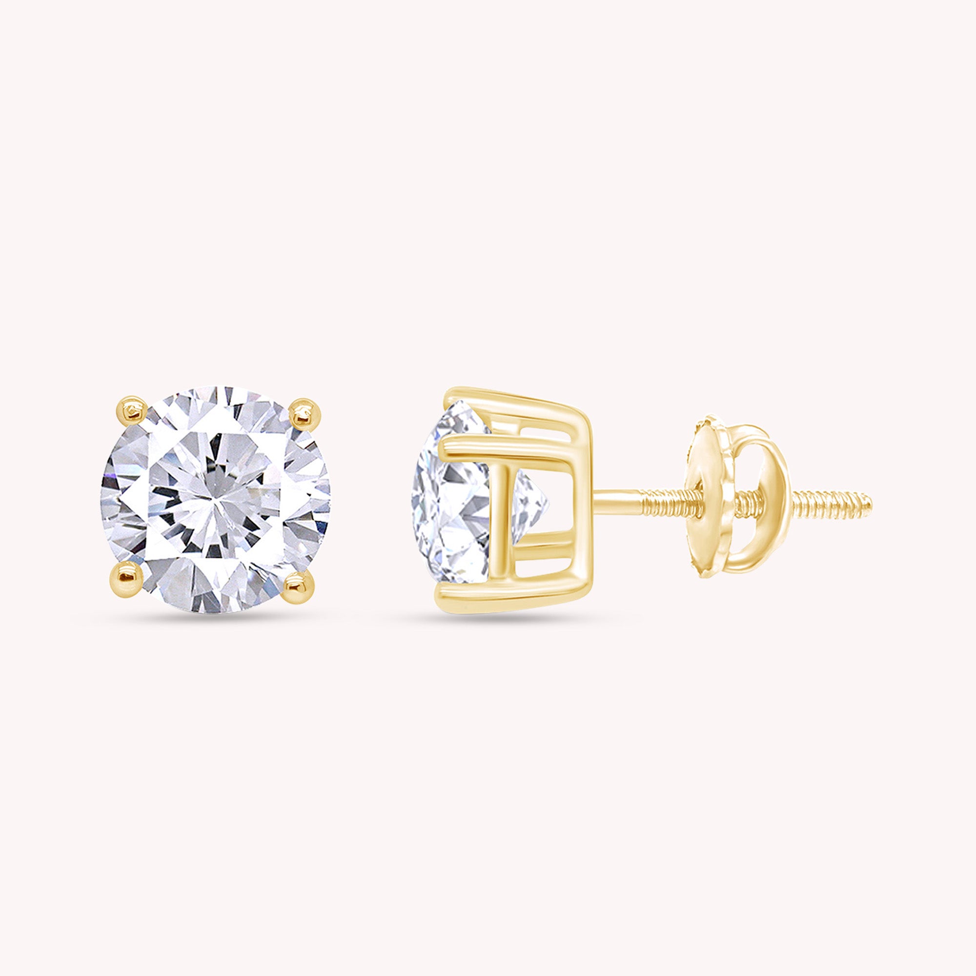 IGI CERTIFIED 1 to 10 Carat LAB GROWN Solitaire Diamond Stud Earrings Round Cut 4 Prong Screw Back in 14k Solid Gold (F-G Color, VS1-VS2 Eye Clean Clarity)