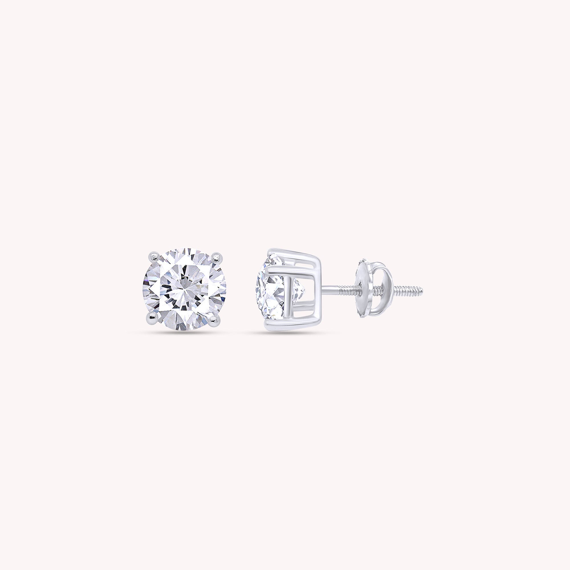 IGI CERTIFIED 1 to 10 Carat LAB GROWN Solitaire Diamond Stud Earrings Round Cut 4 Prong Screw Back in 14k Solid Gold (F-G Color, VS1-VS2 Eye Clean Clarity)