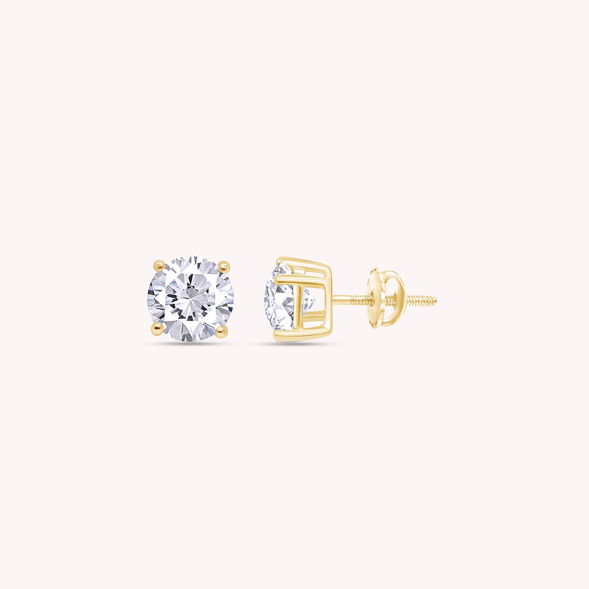 IGI CERTIFIED 1 to 10 Carat LAB GROWN Solitaire Diamond Stud Earrings Round Cut 4 Prong Screw Back in 14k Solid Gold (F-G Color, VS1-VS2 Eye Clean Clarity)