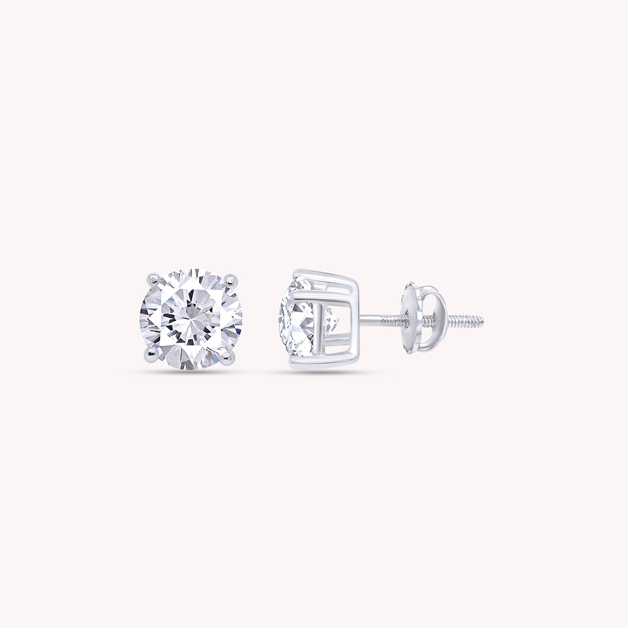 IGI CERTIFIED 1 to 10 Carat LAB GROWN Solitaire Diamond Stud Earrings Round Cut 4 Prong Screw Back in 14k Solid Gold (F-G Color, VS1-VS2 Eye Clean Clarity)