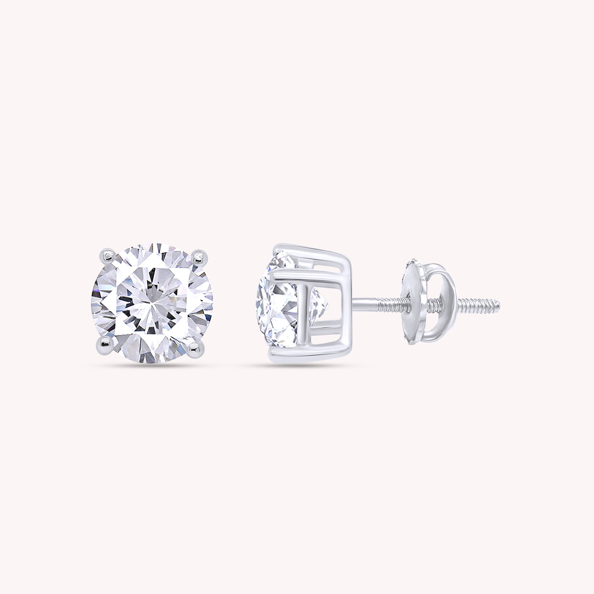 IGI CERTIFIED 1 to 10 Carat LAB GROWN Solitaire Diamond Stud Earrings Round Cut 4 Prong Screw Back in 14k Solid Gold (F-G Color, VS1-VS2 Eye Clean Clarity)