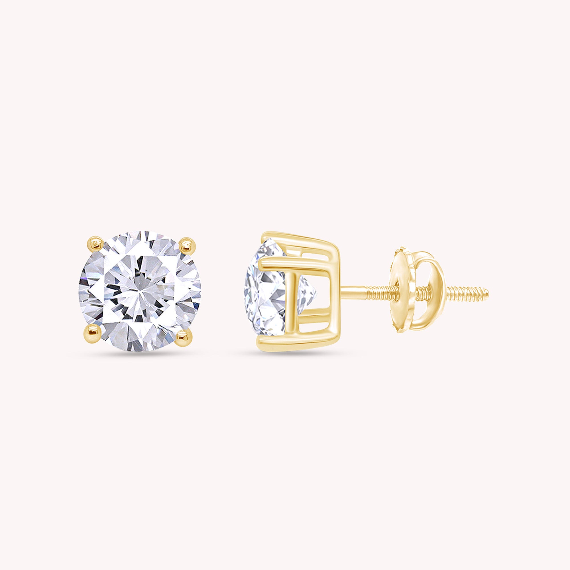 IGI CERTIFIED 1 to 10 Carat LAB GROWN Solitaire Diamond Stud Earrings Round Cut 4 Prong Screw Back in 14k Solid Gold (F-G Color, VS1-VS2 Eye Clean Clarity)