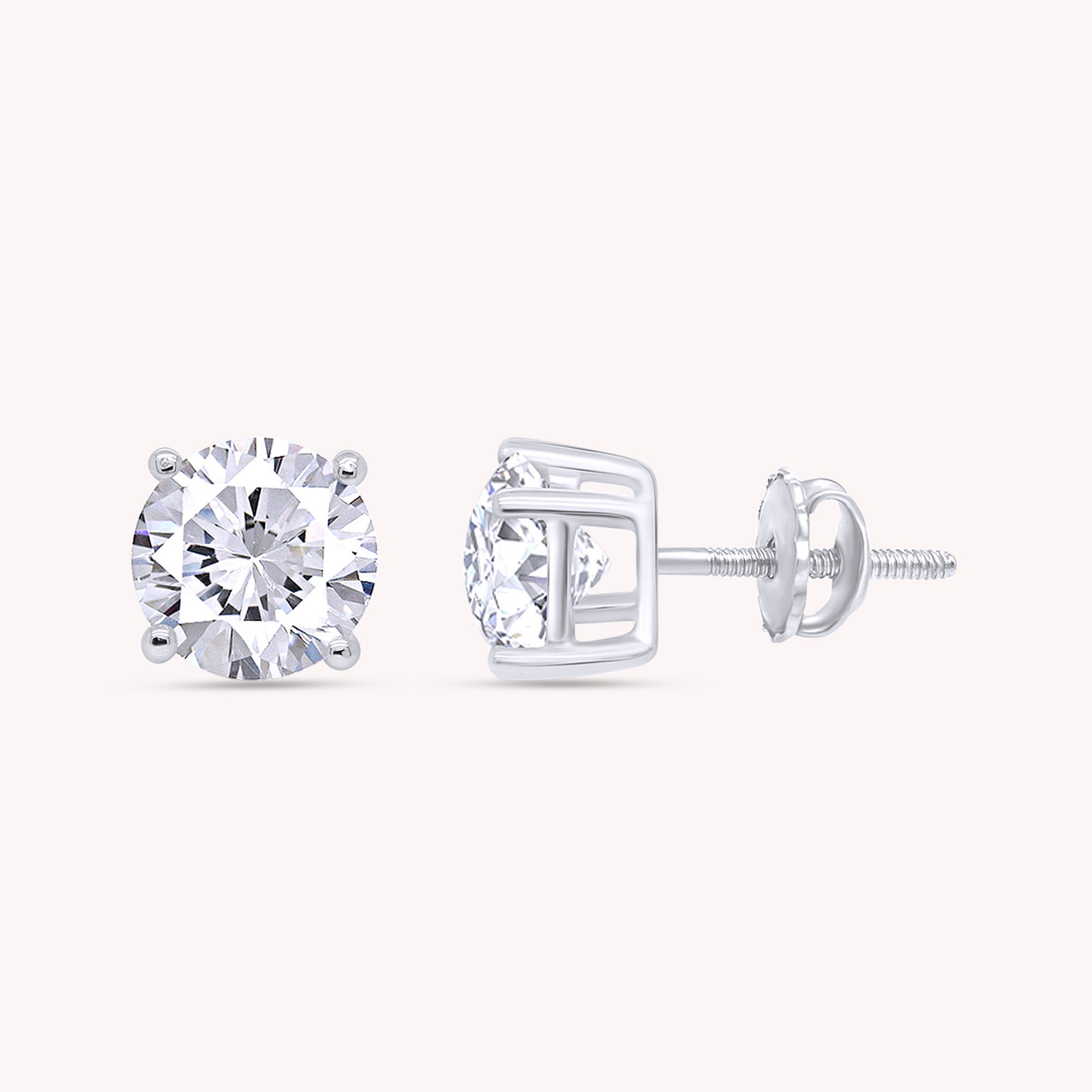 IGI CERTIFIED 1 to 10 Carat LAB GROWN Solitaire Diamond Stud Earrings Round Cut 4 Prong Screw Back in 14k Solid Gold (F-G Color, VS1-VS2 Eye Clean Clarity)
