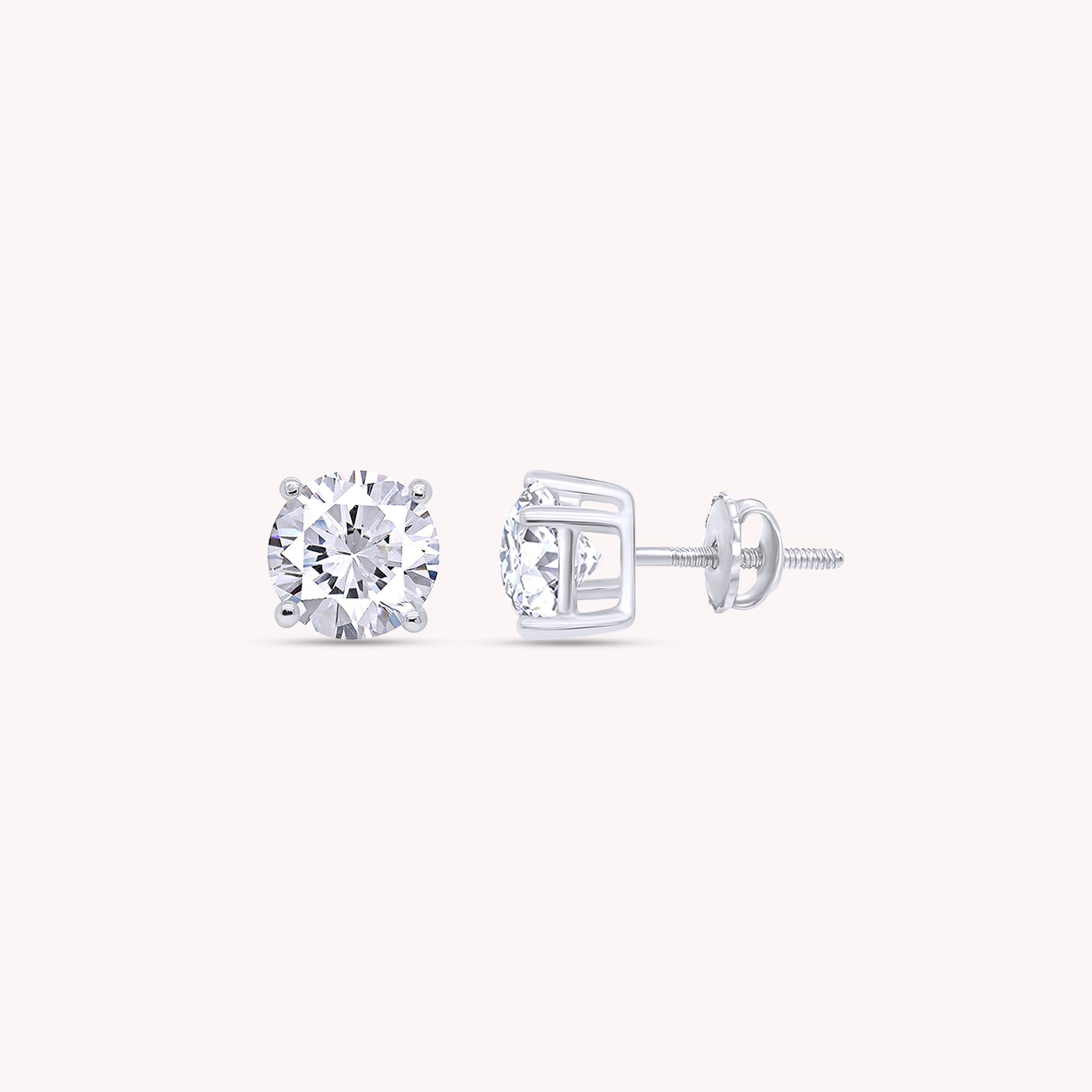 IGI CERTIFIED 1 to 10 Carat LAB GROWN Solitaire Diamond Stud Earrings Round Cut 4 Prong Screw Back in 14k Solid Gold (F-G Color, VS1-VS2 Eye Clean Clarity)