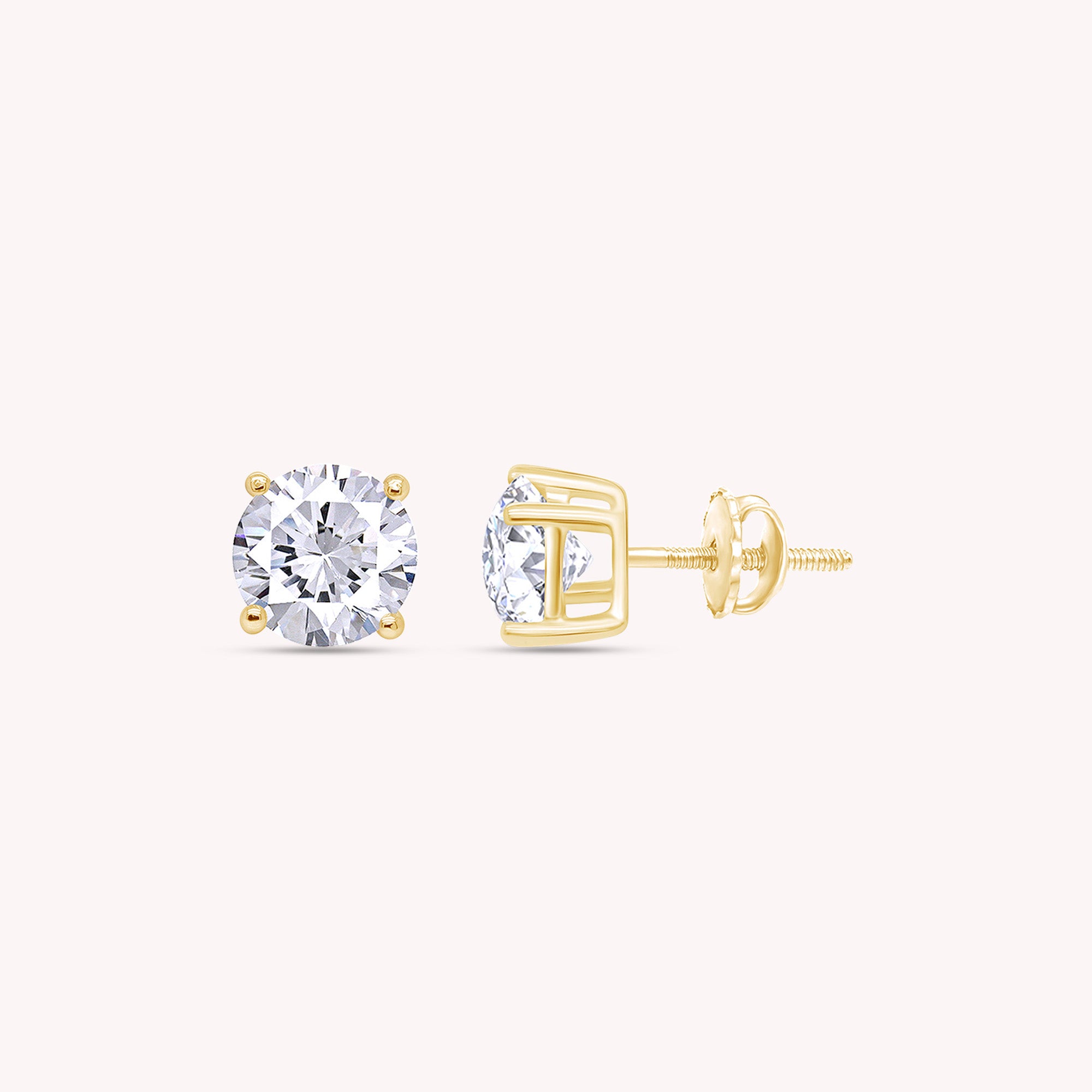 IGI CERTIFIED 1 to 10 Carat LAB GROWN Solitaire Diamond Stud Earrings Round Cut 4 Prong Screw Back in 14k Solid Gold (F-G Color, VS1-VS2 Eye Clean Clarity)