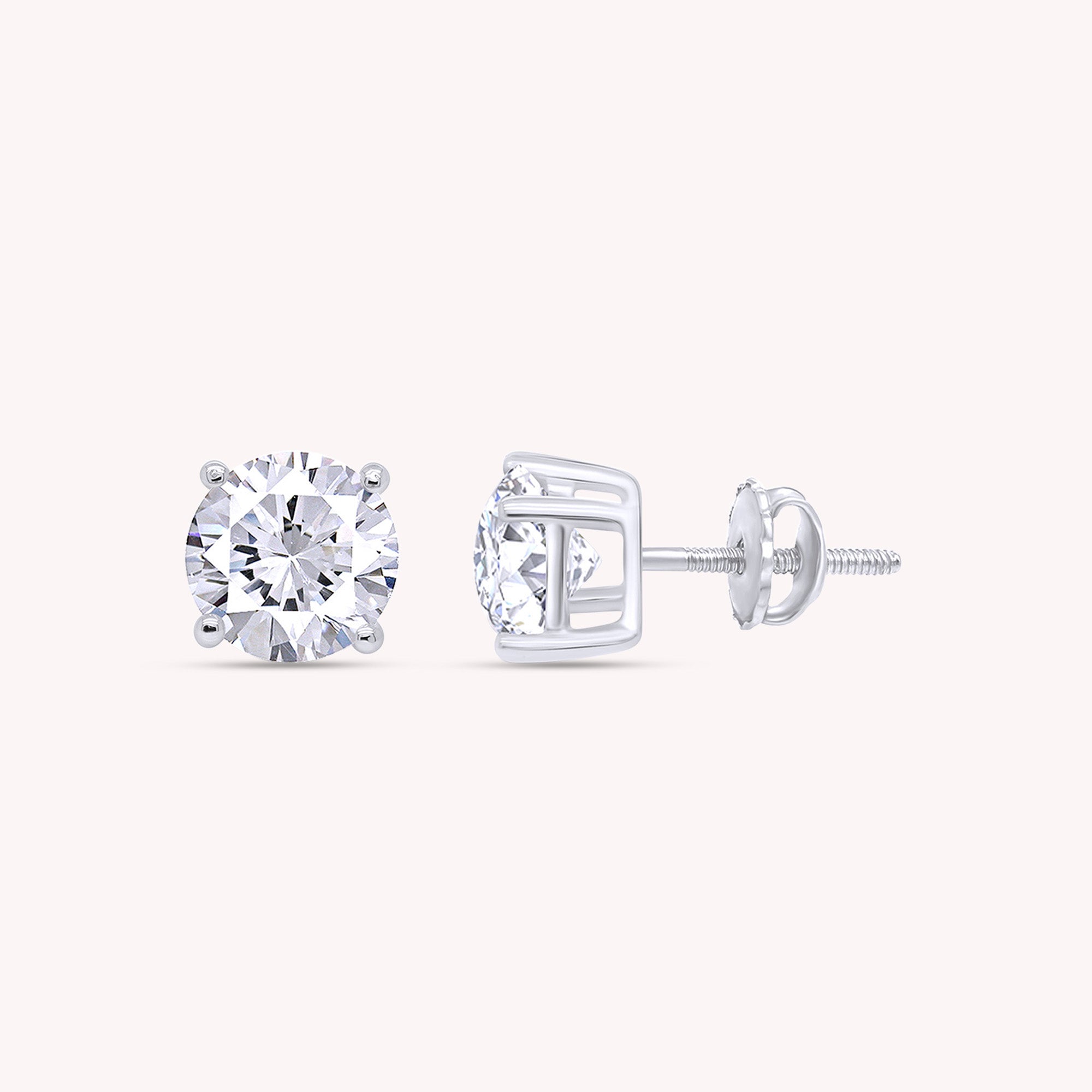 IGI CERTIFIED 1 to 10 Carat LAB GROWN Solitaire Diamond Stud Earrings Round Cut 4 Prong Screw Back in 14k Solid Gold (F-G Color, VS1-VS2 Eye Clean Clarity)