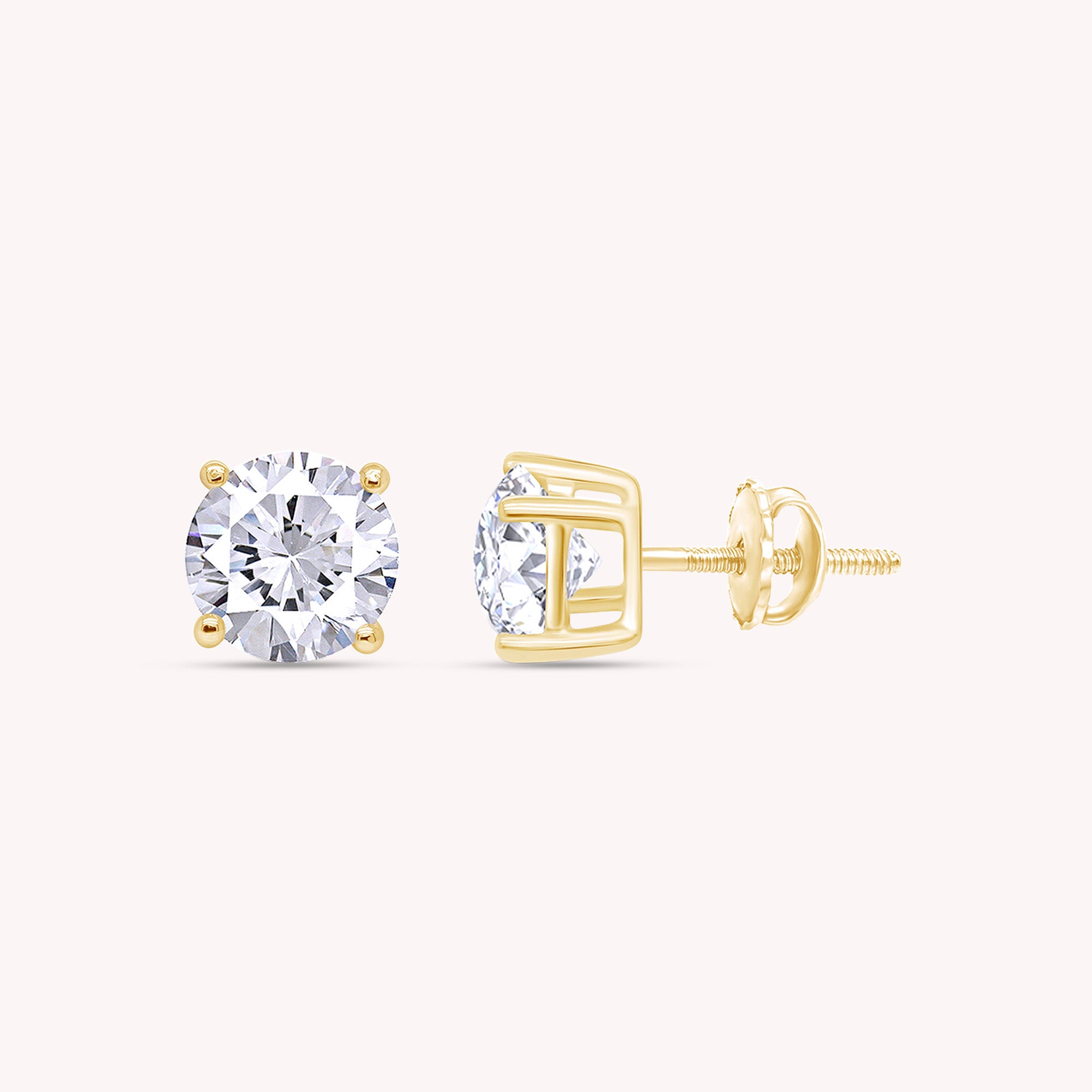 IGI CERTIFIED 1 to 10 Carat LAB GROWN Solitaire Diamond Stud Earrings Round Cut 4 Prong Screw Back in 14k Solid Gold (F-G Color, VS1-VS2 Eye Clean Clarity)