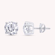 IGI CERTIFIED 1 to 10 Carat LAB GROWN Solitaire Diamond Stud Earrings Round Cut 4 Prong Screw Back in 14k Solid Gold (F-G Color, VS1-VS2 Eye Clean Clarity)