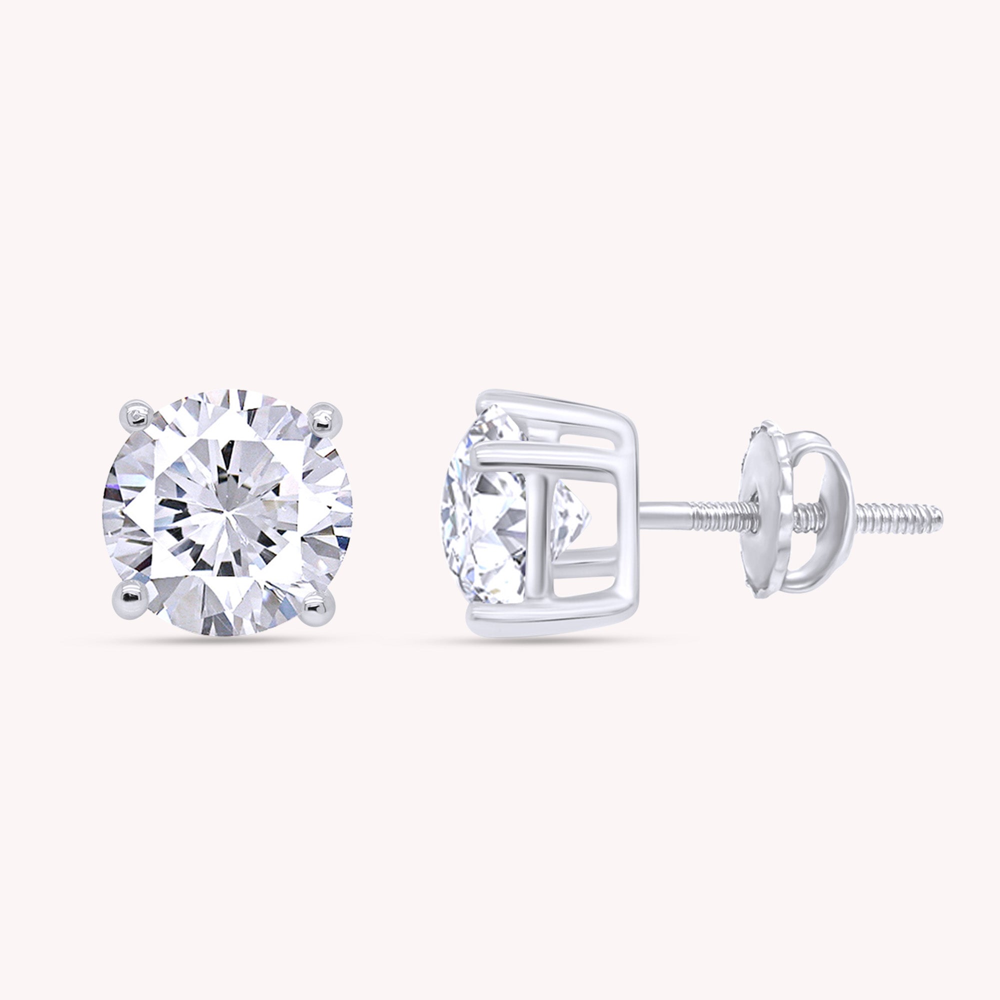 IGI CERTIFIED 1 to 10 Carat LAB GROWN Solitaire Diamond Stud Earrings Round Cut 4 Prong Screw Back in 14k Solid Gold (F-G Color, VS1-VS2 Eye Clean Clarity)
