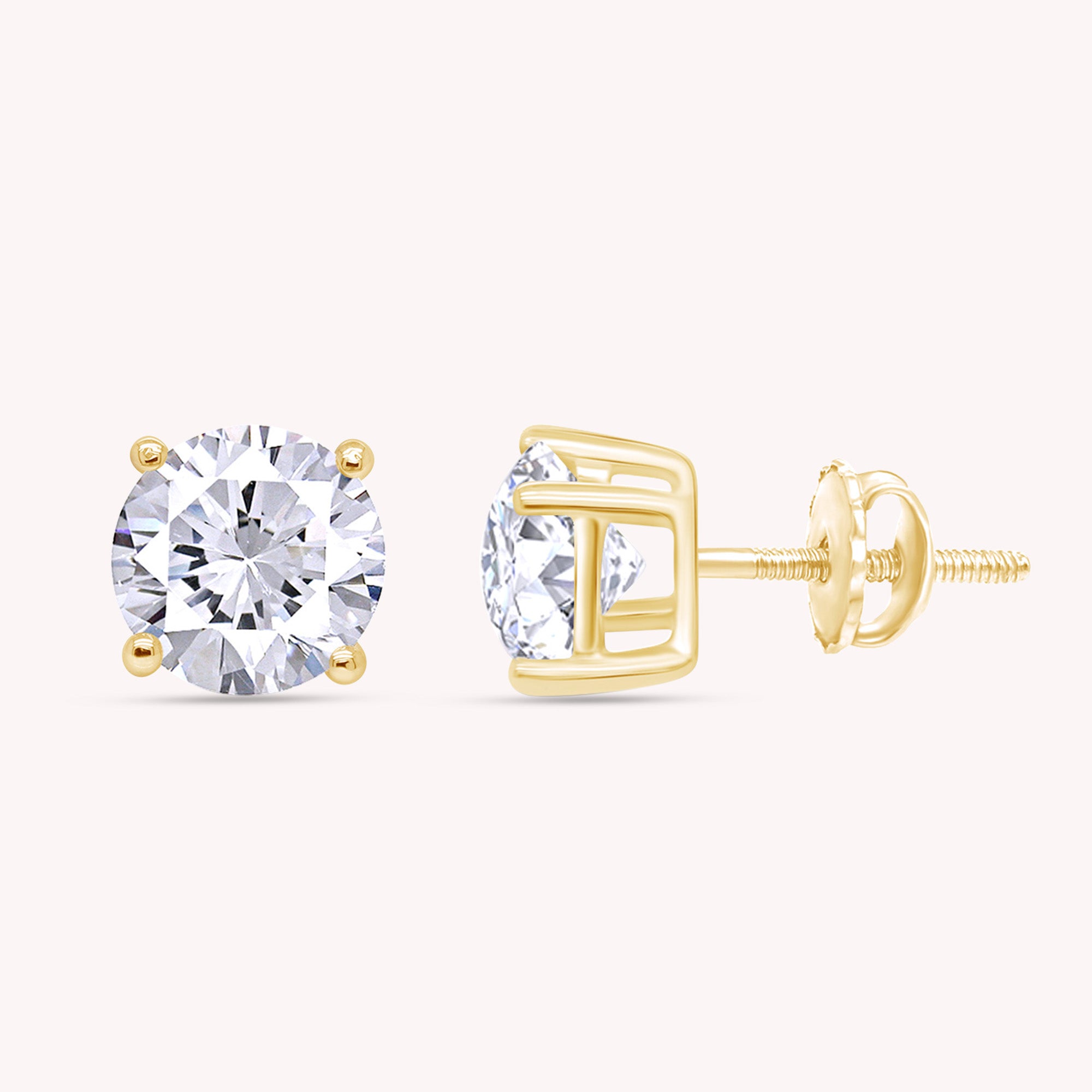IGI CERTIFIED 1 to 10 Carat LAB GROWN Solitaire Diamond Stud Earrings Round Cut 4 Prong Screw Back in 14k Solid Gold (F-G Color, VS1-VS2 Eye Clean Clarity)