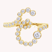 Bubble Round shape White Cubic Zirconia Initial Letter Ring