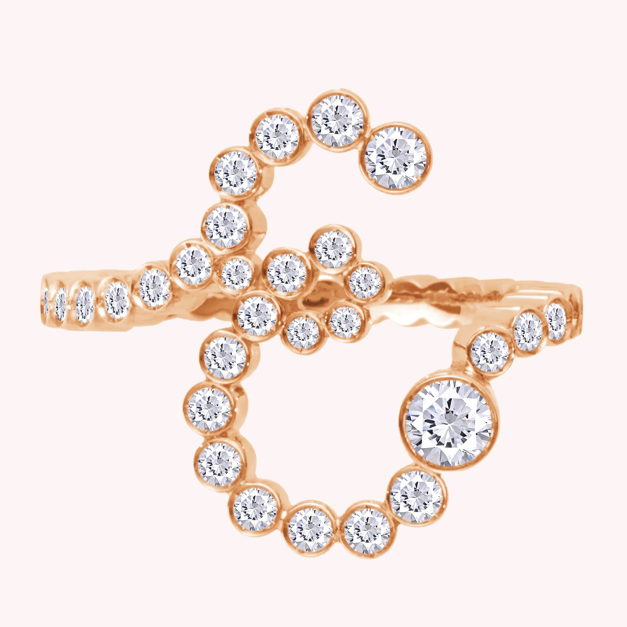 Bubble Round shape White Cubic Zirconia Initial Letter Ring