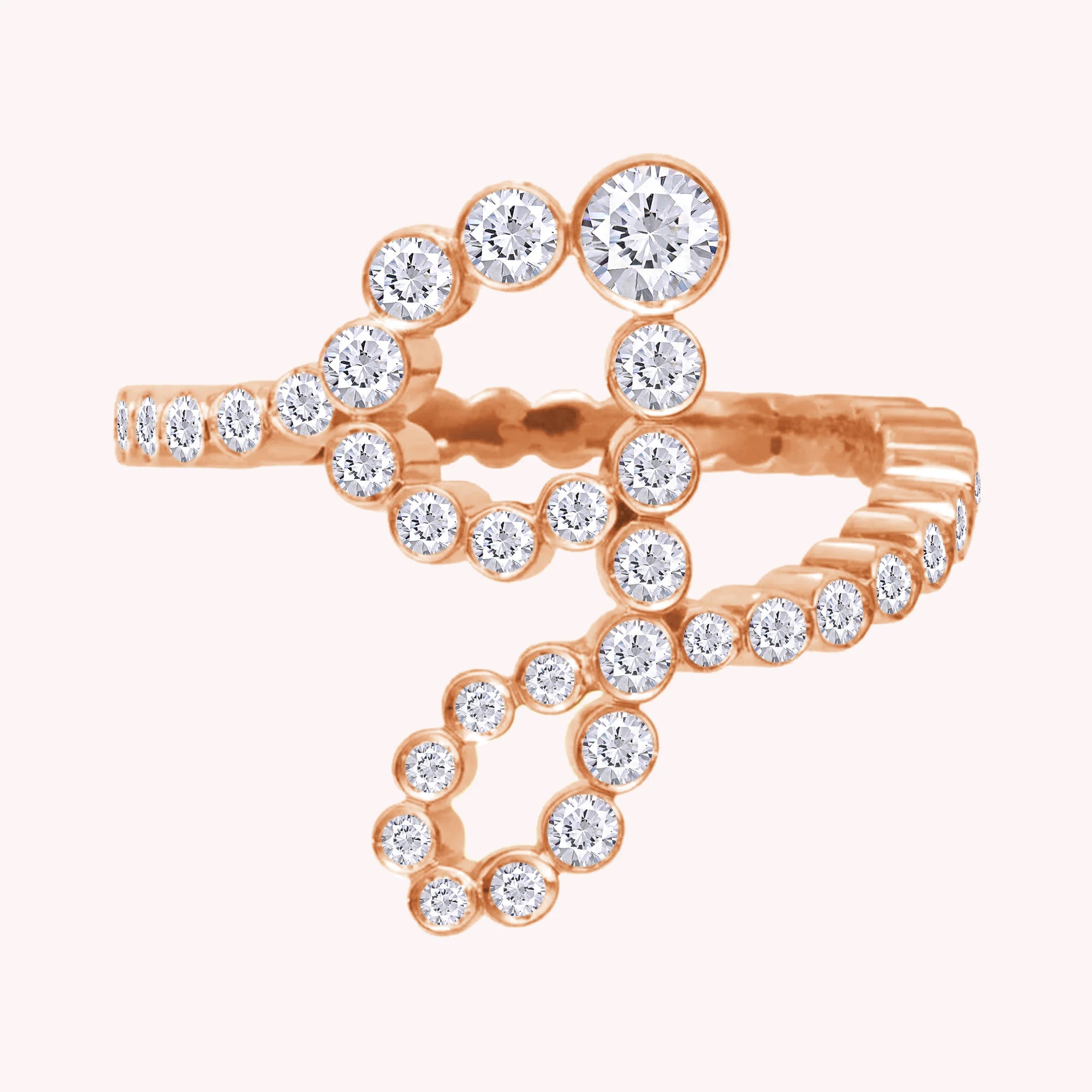 Bubble Round shape Lab Created Moissanite Initial Letter Ring