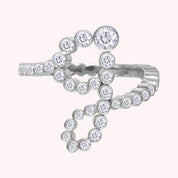 Bubble Round shape Lab Created Moissanite Initial Letter Ring