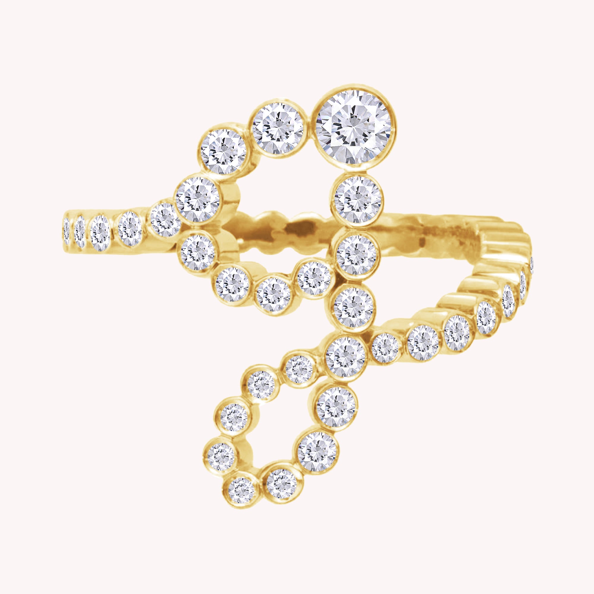 Bubble Round shape Lab Created Moissanite Initial Letter Ring