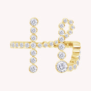 Bubble Round shape Lab Created Moissanite Initial Letter Ring