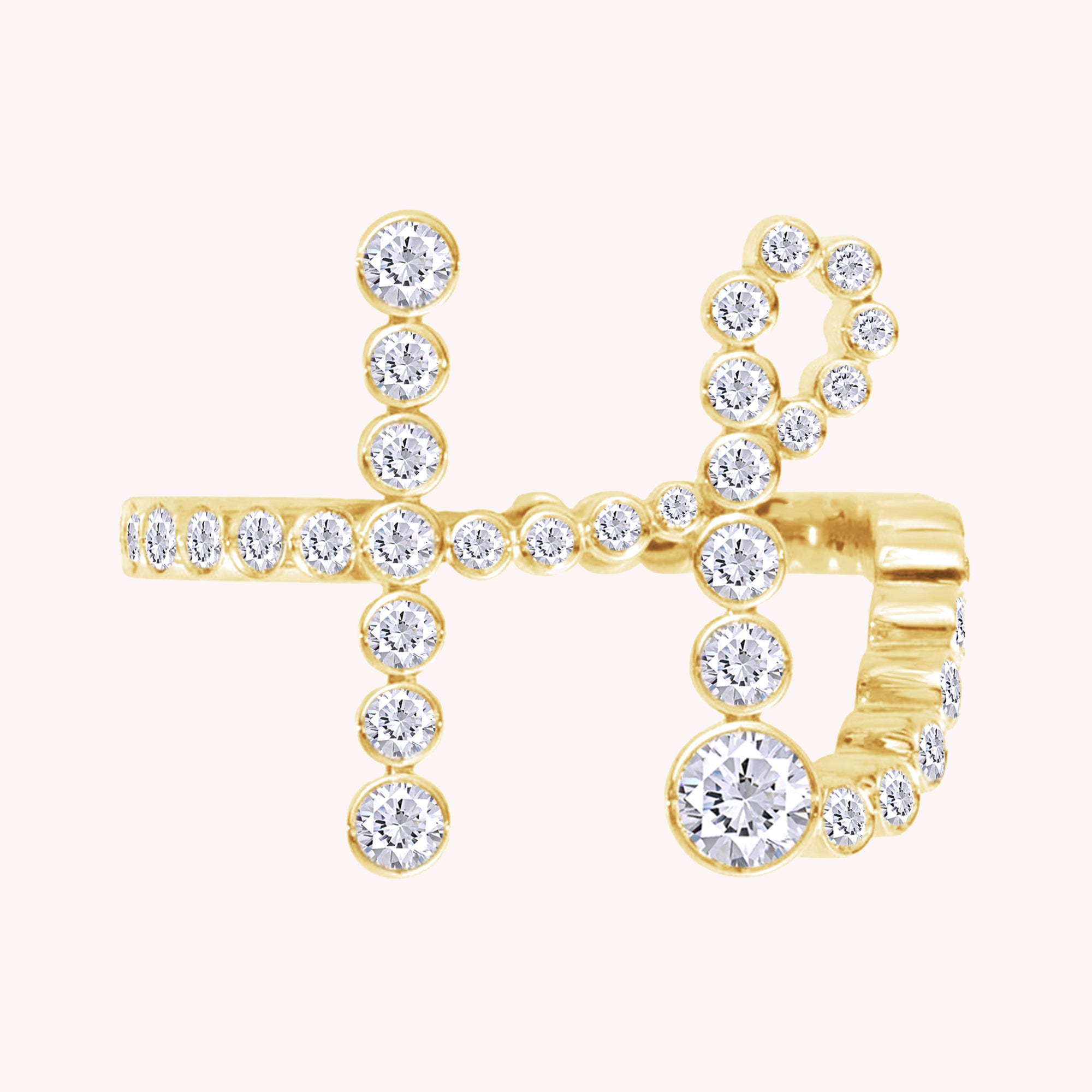 Bubble Round shape Lab Created Moissanite Initial Letter Ring