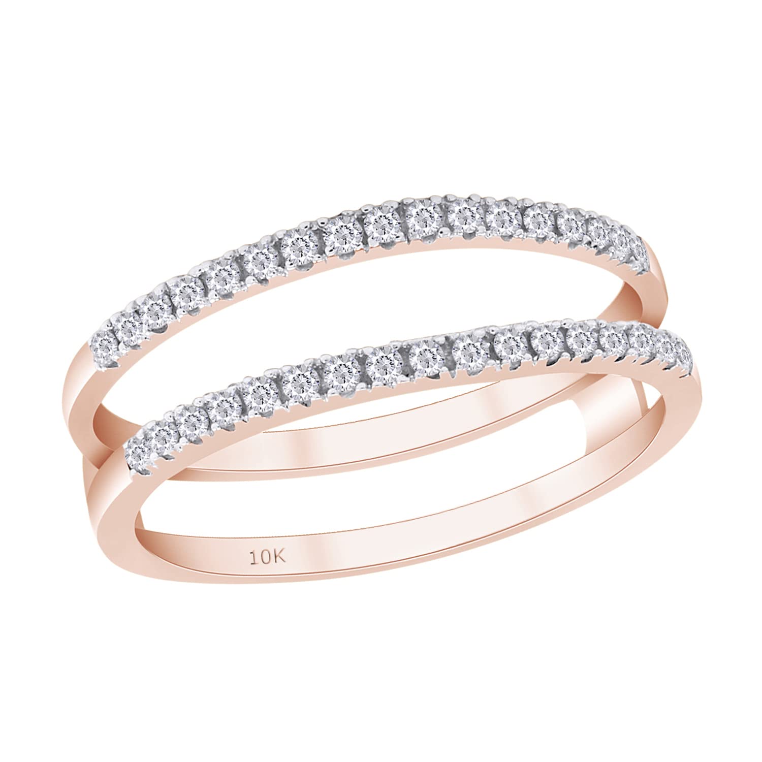 0.25 Carat Natural Diamond Enhancer Half Eternity Stackable Ring for Women in 10k Solid Gold