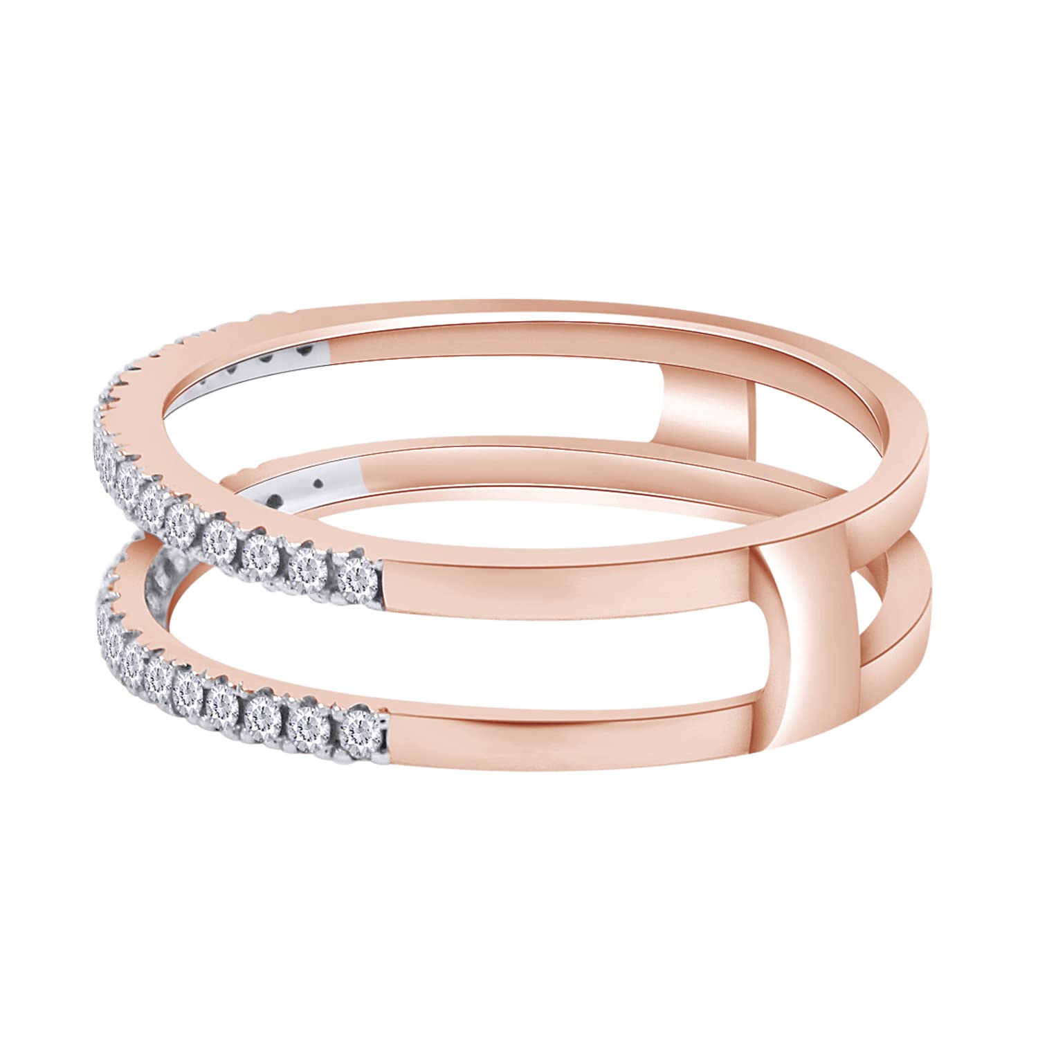 0.25 Carat Natural Diamond Enhancer Half Eternity Stackable Ring for Women in 10k Solid Gold
