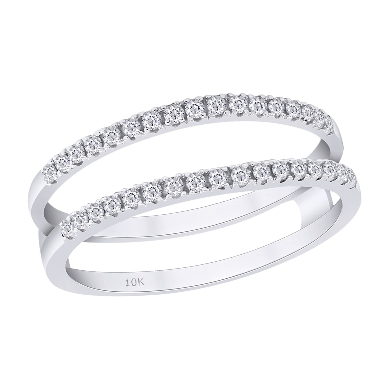0.25 Carat Natural Diamond Enhancer Half Eternity Stackable Ring for Women in 10k Solid Gold