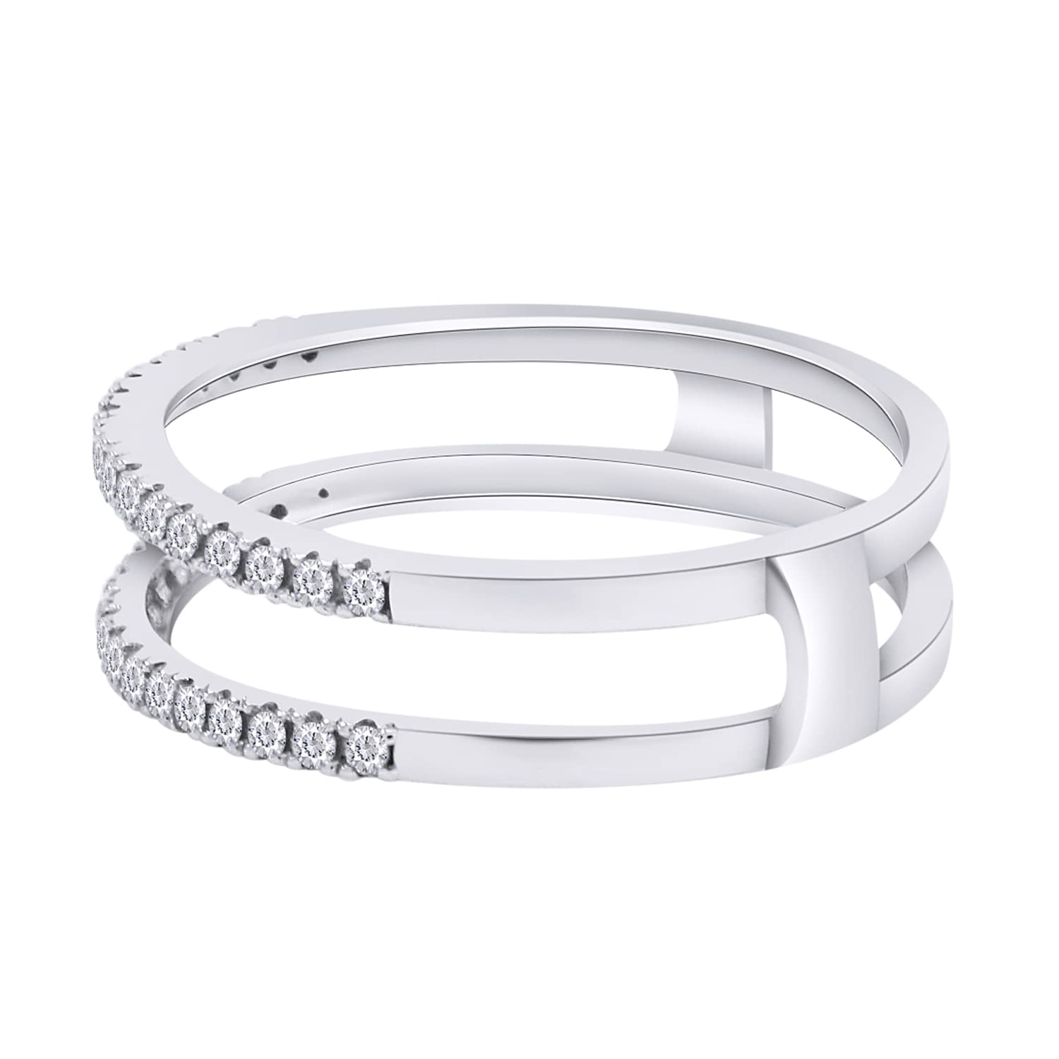 0.25 Carat Natural Diamond Enhancer Half Eternity Stackable Ring for Women in 10k Solid Gold