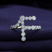 Bubble Round shape Lab Created Moissanite Initial Letter Ring