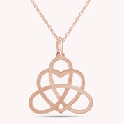 Irish Triangle Celtic Knot Heart Vintage Good Luck Pendant Necklace for Women in 14K Gold Over Sterling Silver