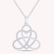 Irish Triangle Celtic Knot Heart Vintage Good Luck Pendant Necklace for Women in 14K Gold Over Sterling Silver