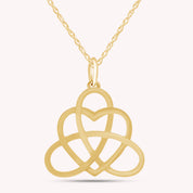 Irish Triangle Celtic Knot Heart Vintage Good Luck Pendant Necklace for Women in 14K Gold Over Sterling Silver