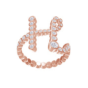 Bubble Round shape White Cubic Zirconia Initial Letter Ring