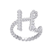 Bubble Round shape White Cubic Zirconia Initial Letter Ring