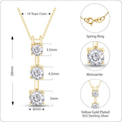 Past Present Future 3 Stone Pendant Necklace Sterling Silver