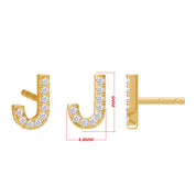 Personalized Initial Letter B Or J Stud Earrings In Lab Grown Diamond
