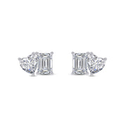 Toi Et Moi Stud Earring Emerald & Heart Shape in Cubic Zirconia