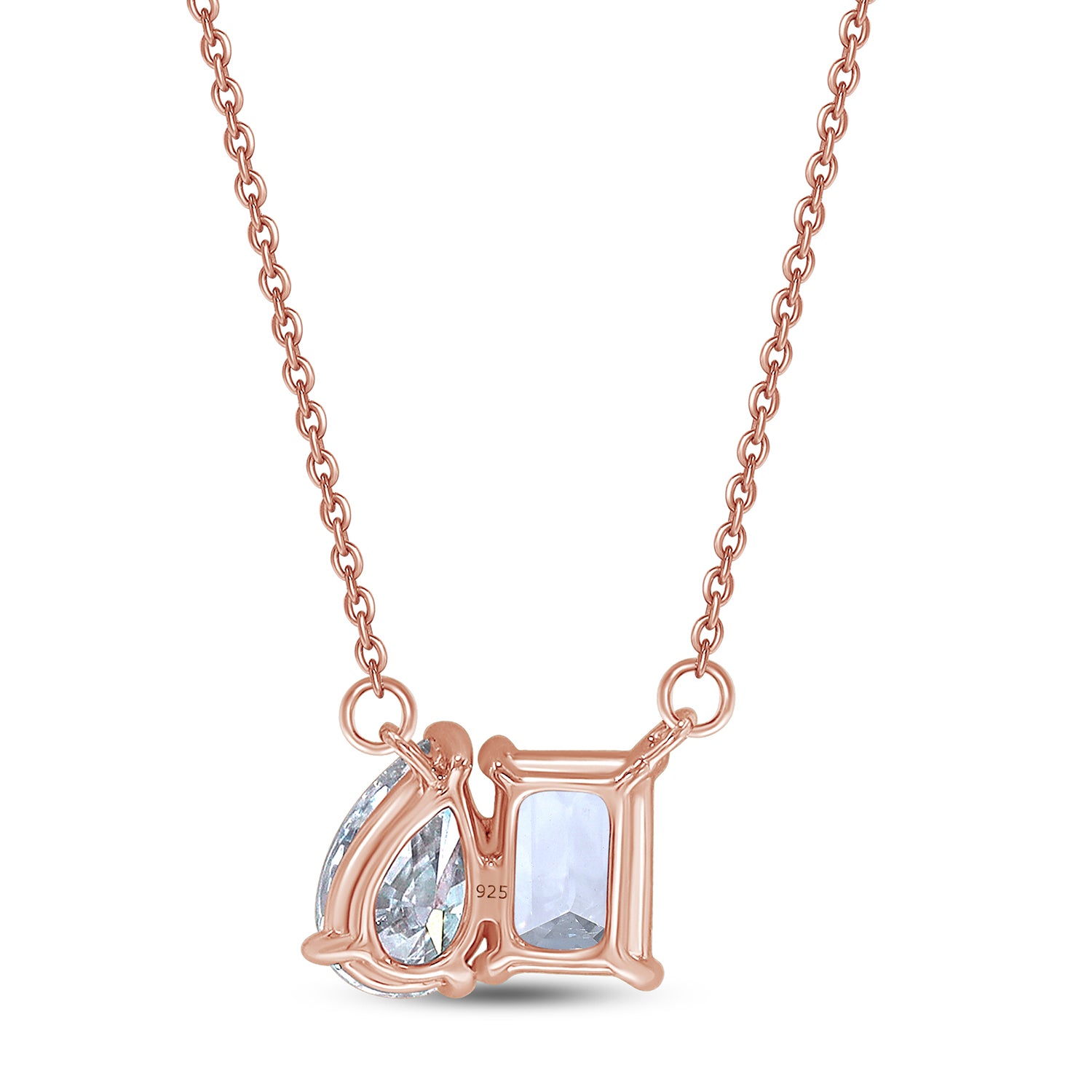 Pear & Emerald Shape Lab Grown Diamond Toi Et Moi Pendant Necklace