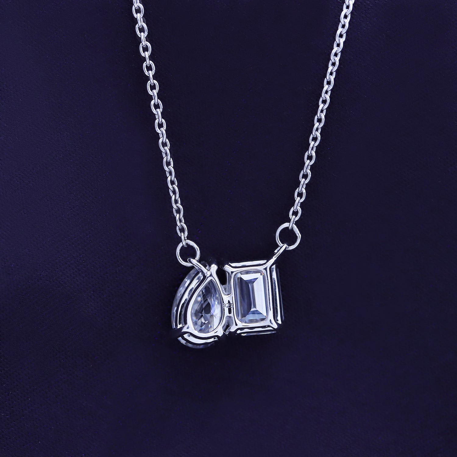 Pear & Emerald Shape Lab Grown Diamond Toi Et Moi Pendant Necklace