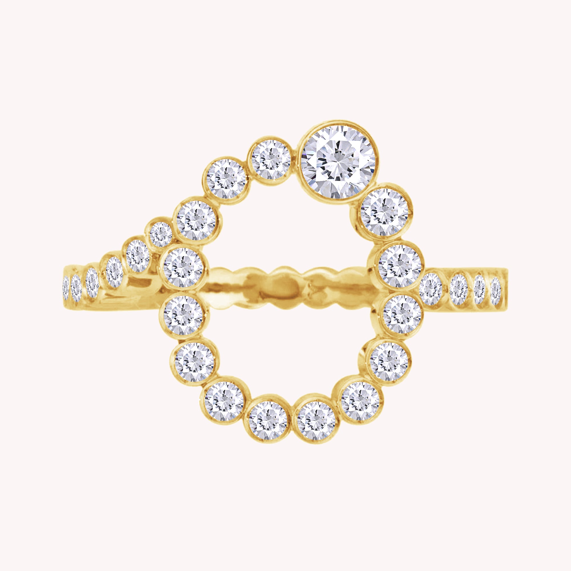 Bubble Round shape White Cubic Zirconia Initial Letter Ring