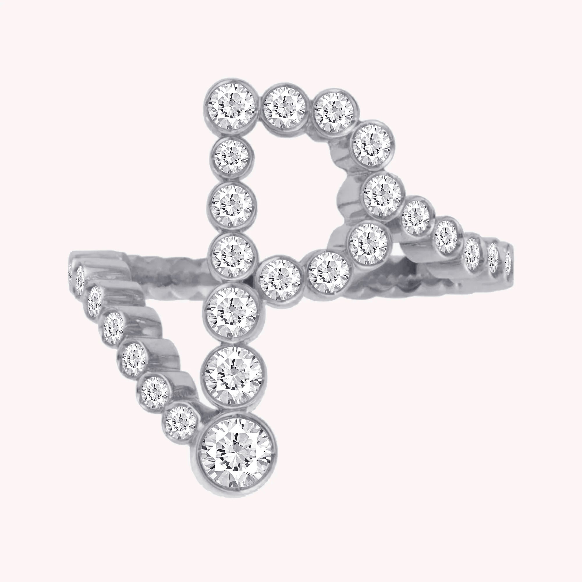 Bubble Round shape Lab Created Moissanite Initial Letter Ring