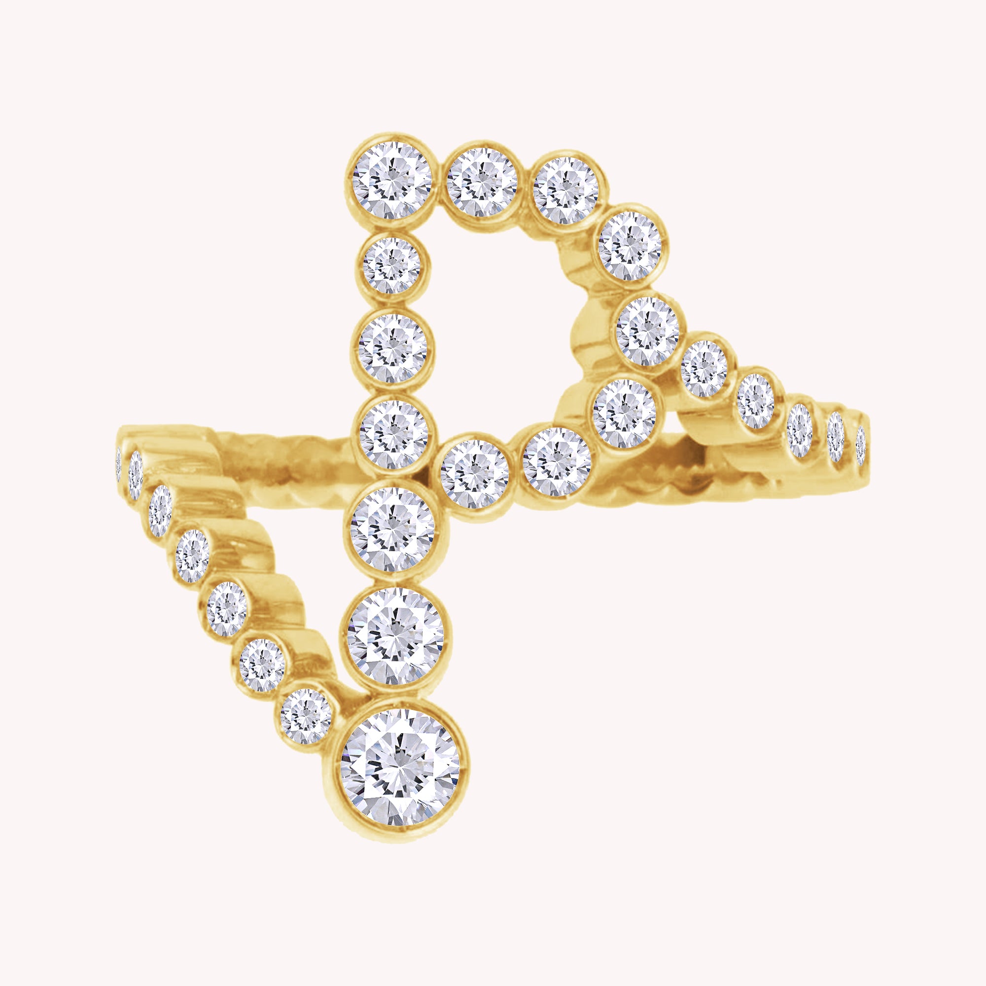 Bubble Round shape White Cubic Zirconia Initial Letter Ring