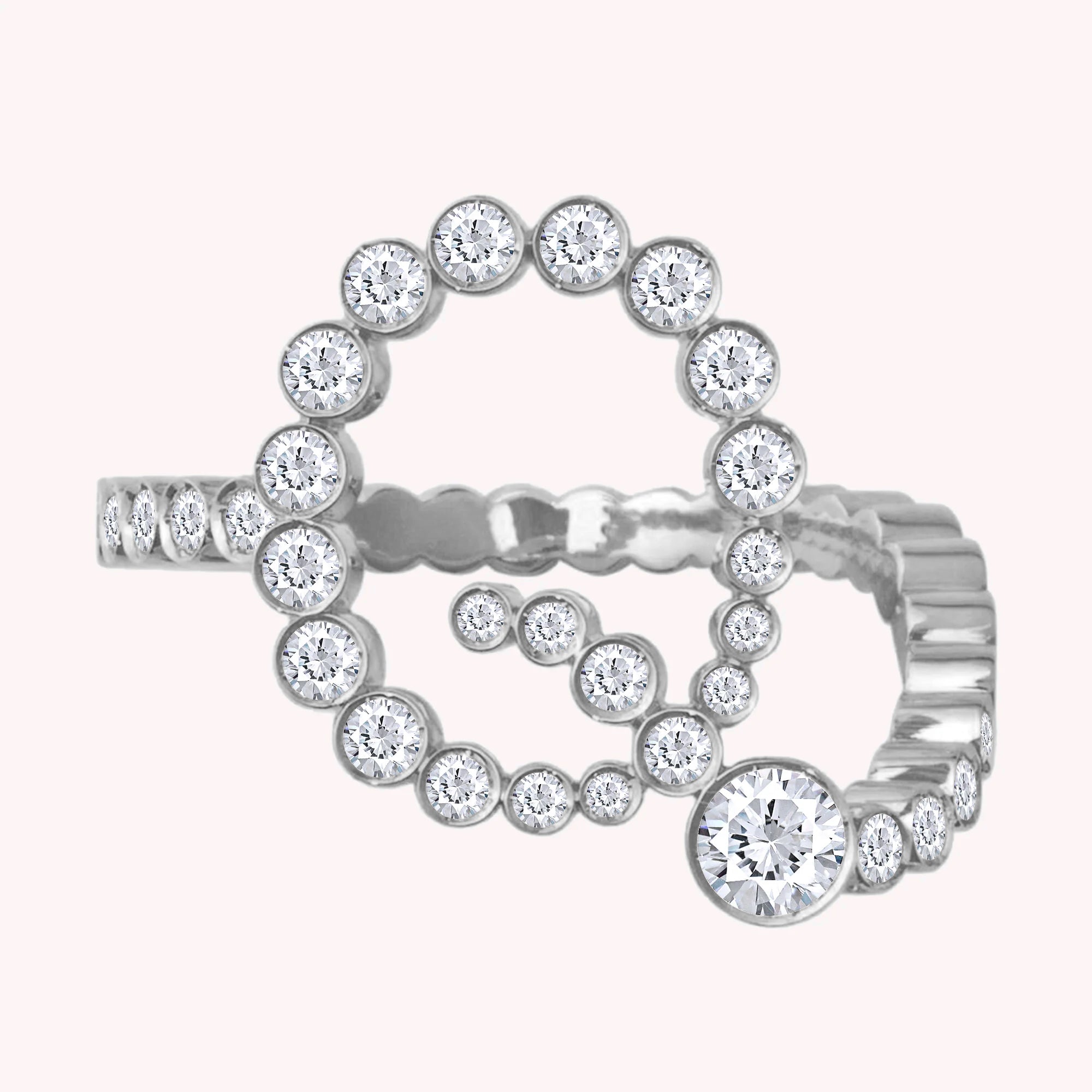 Bubble Round shape Lab Created Moissanite Initial Letter Ring
