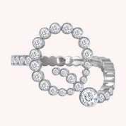 Bubble Round shape White Cubic Zirconia Initial Letter Ring