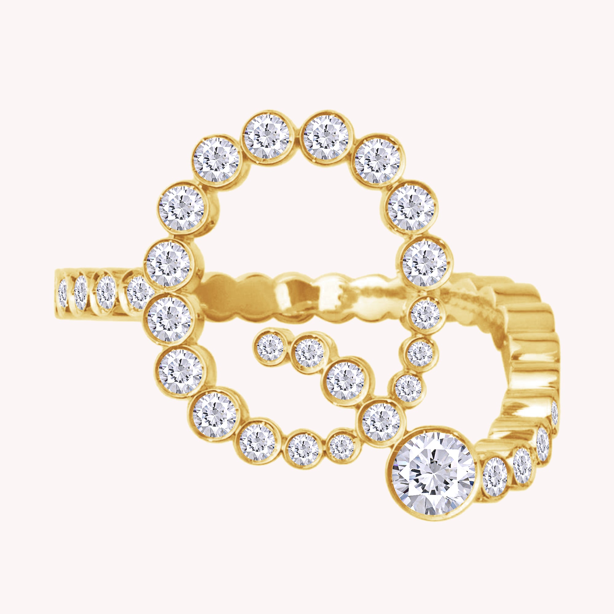 Bubble Round shape Lab Created Moissanite Initial Letter Ring