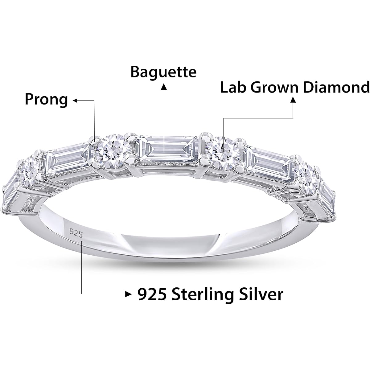 Half Eternity Wedding Band Lab Grown Diamond Ring
