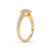 IGI Certified Round Shape Double Row Halo Solitaire Engagement Ring