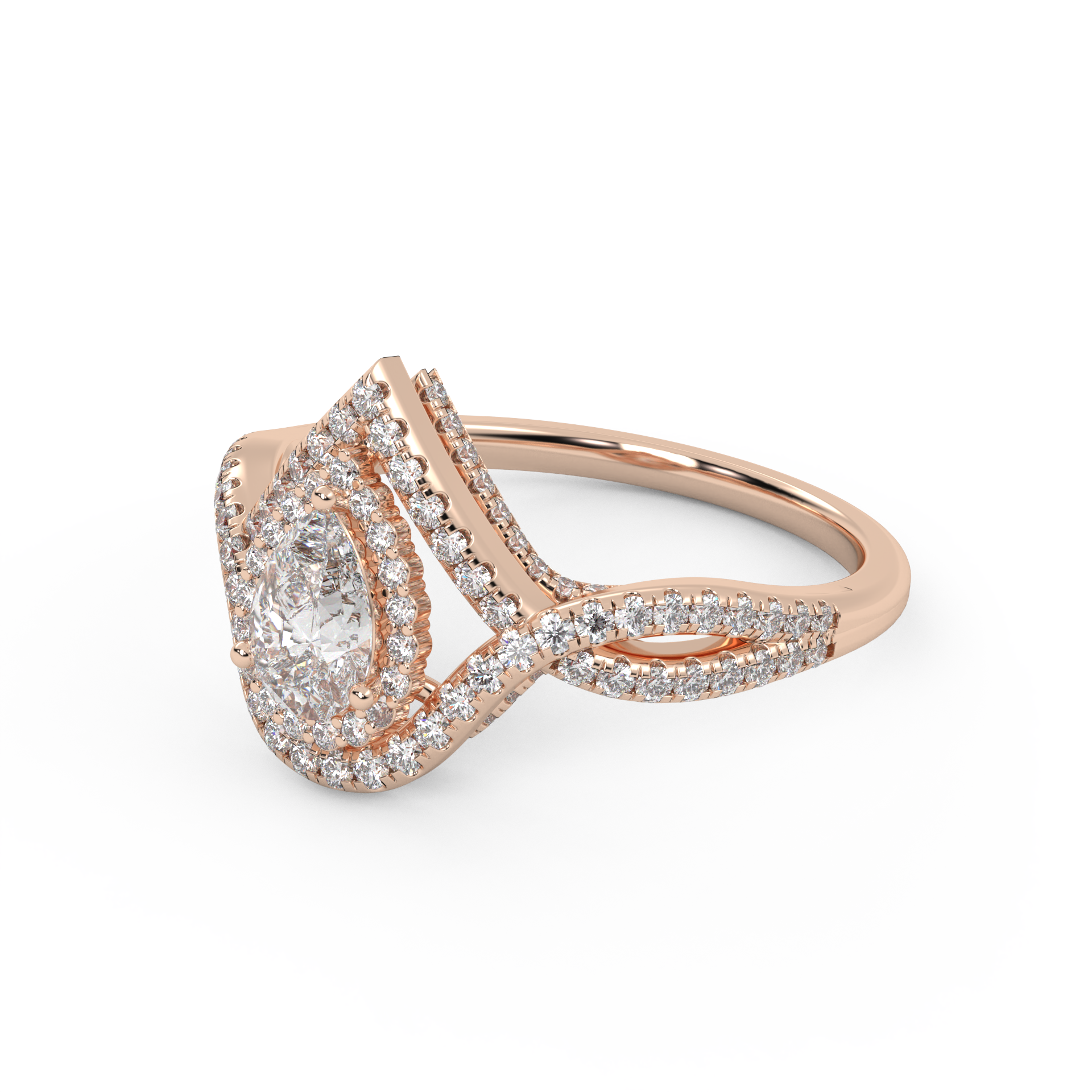 IGI Certified Infinity Halo Twisted Engagement Ring