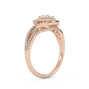 IGI Certified Infinity Halo Twisted Engagement Ring