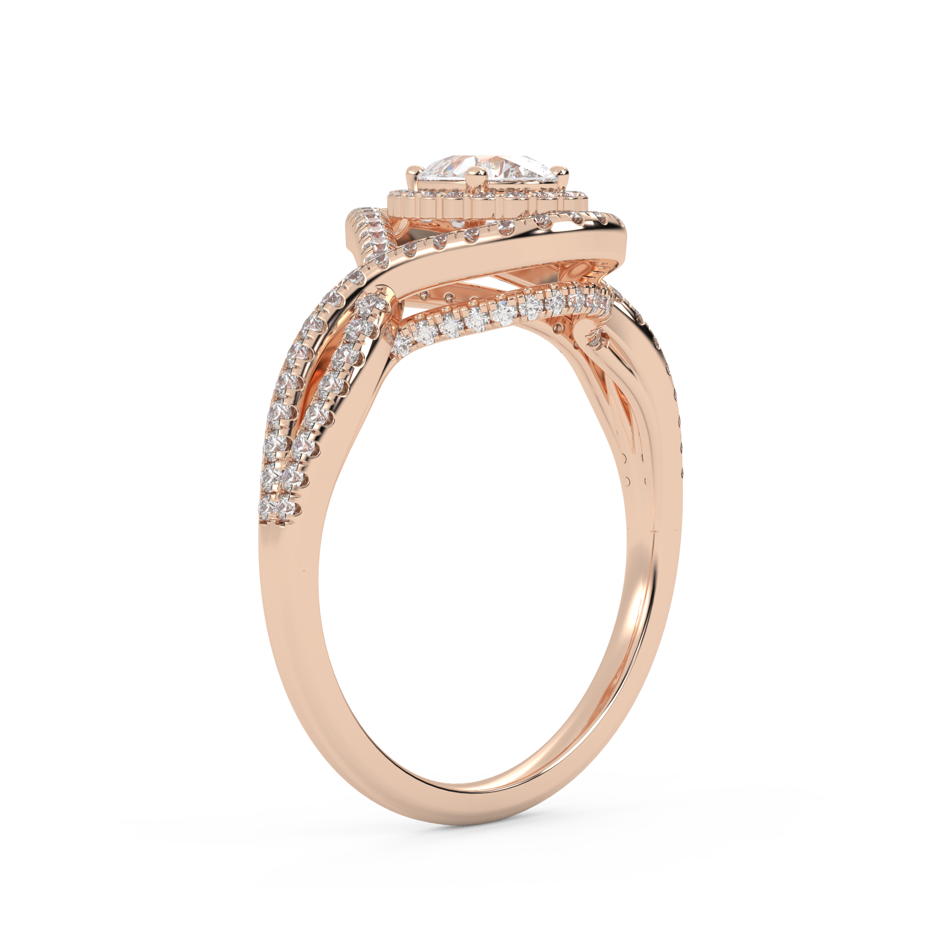 IGI Certified Infinity Halo Twisted Engagement Ring