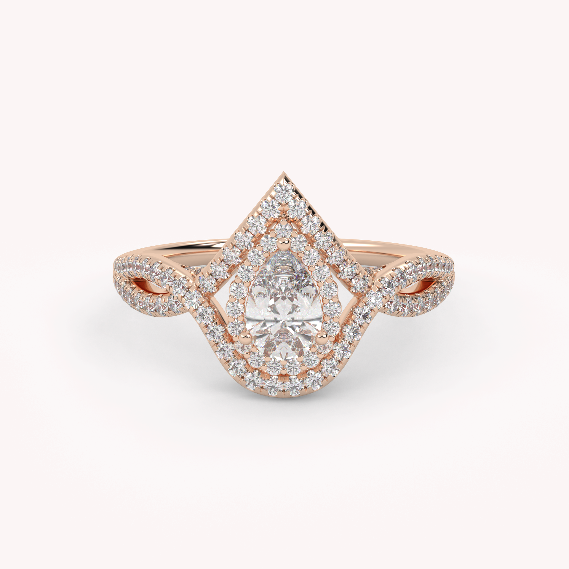 IGI Certified Infinity Halo Twisted Engagement Ring